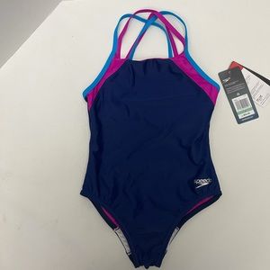 Girls blue speedo One piece swimsuit no wedgie 8